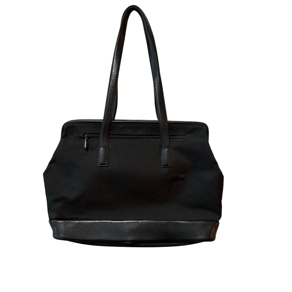 Tumi Ballistic Nylon Bag Black Leather Trim Business Shoulder Tote Utility